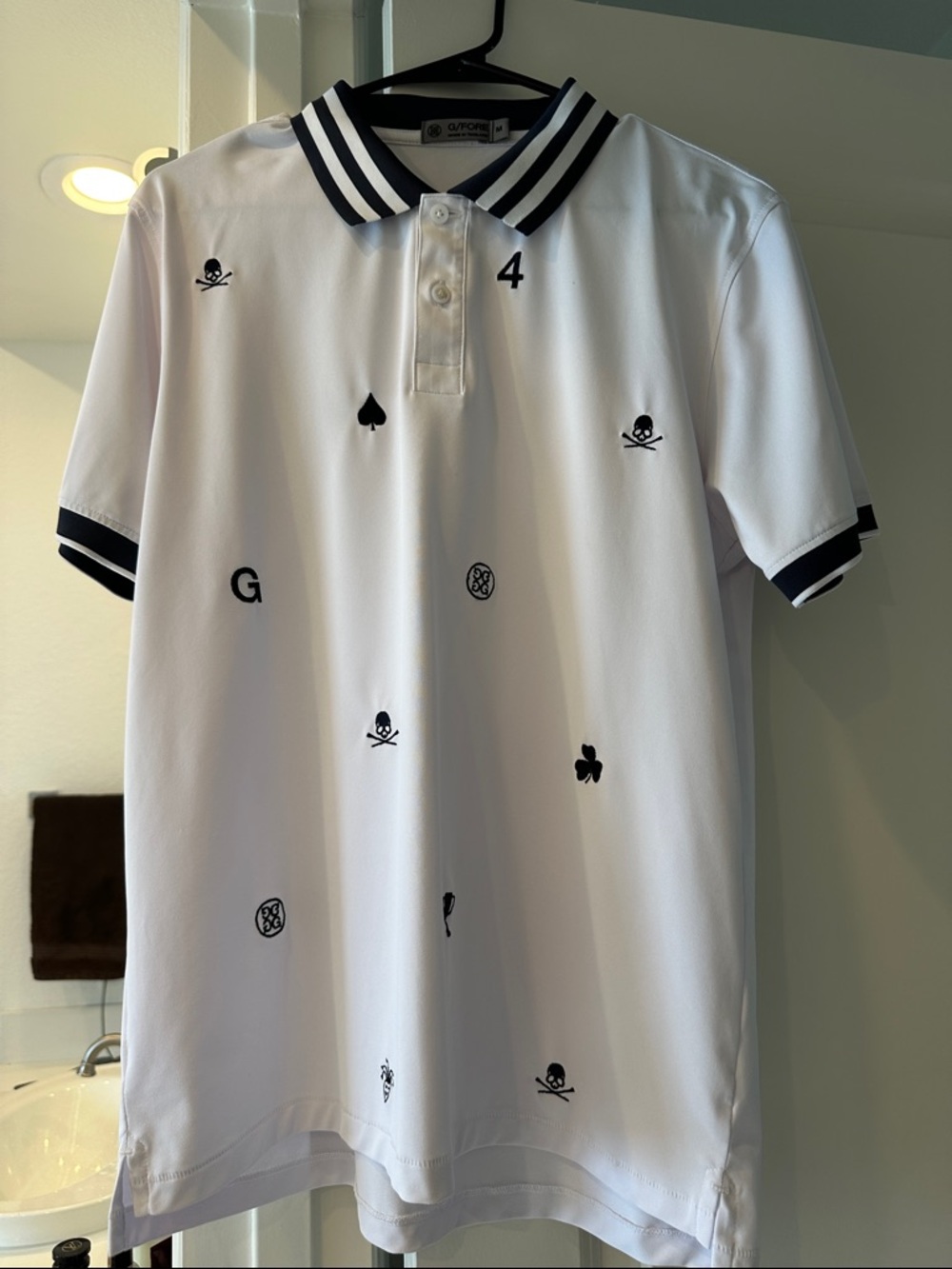 G-FORE White Polo Shirt with Navy Accents - Premium Casual Men/Women